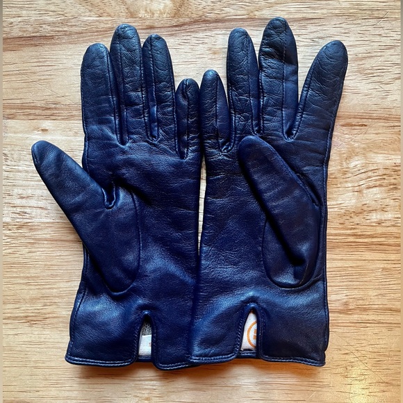 Tory Burch Navy Sheep Skin Gloves Size 6 - Picture 4 of 8